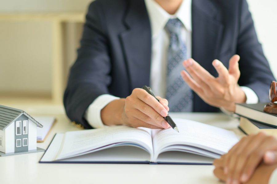 Lawyers are advising clients about real estate law.